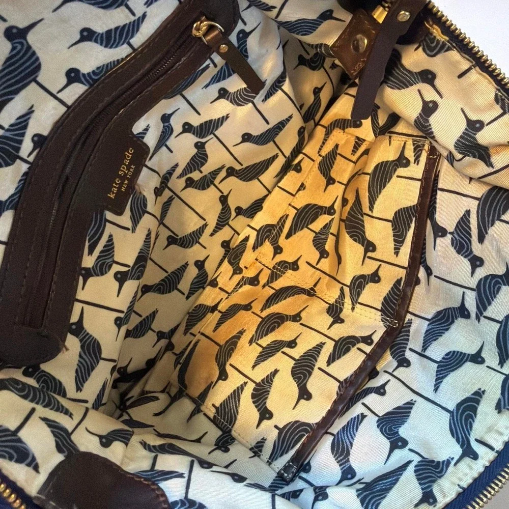 Kate Spade Vintage Dark Denim Bow Purse Blue Leather Trim Twee Indie Bag